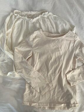 Crewcuts & HM Long Sleeve Tops in Cream and Off-White, sz 6-7